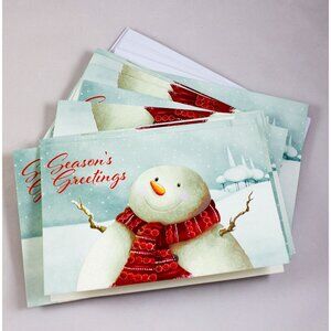 New Lot of 12 Happy Snowman Christmas Cards Glitter Sparkle Paper Images